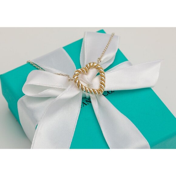 Tiffany & Co. Necklace Twisted Heart Rope Pendant 18k & Silver - Picture 2 of 9